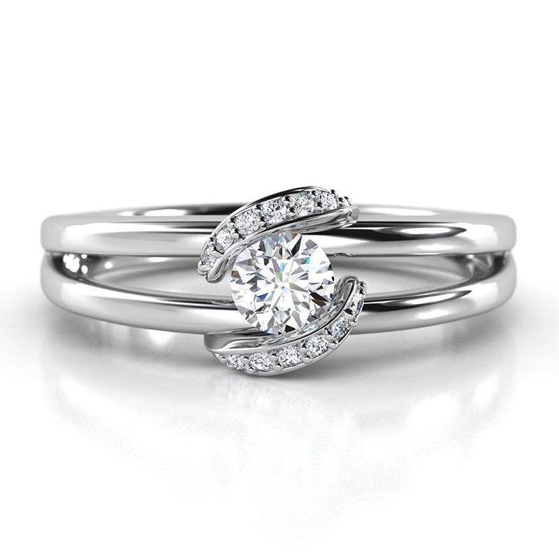 Willa - unique half halo diamond ring. White gold 