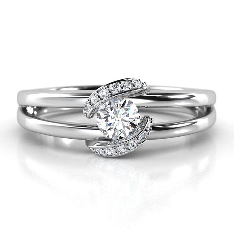 Willa - unique half halo diamond ring. White gold — view 1