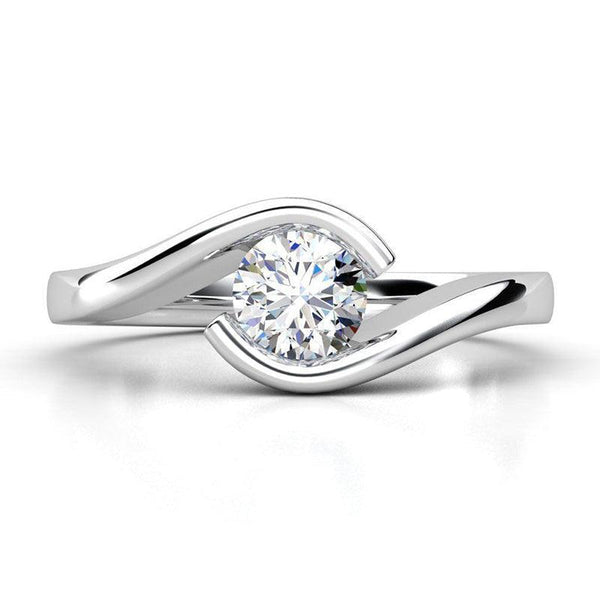 Zita in platinum - unique solitaire diamond ring, in a tension setting.