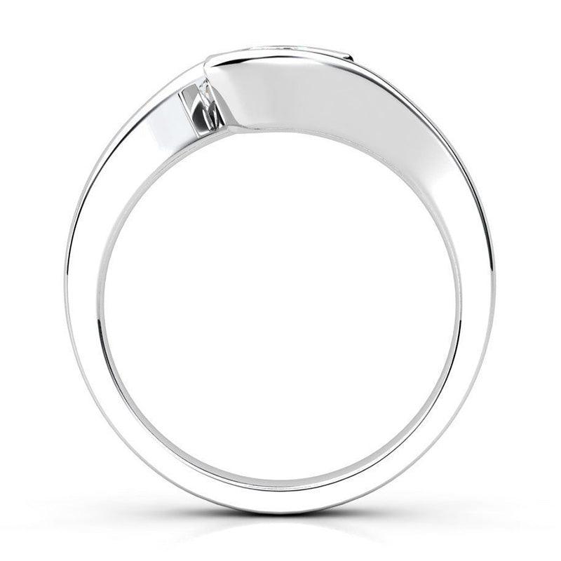 Zita - Side view: unique solitaire diamond ring, tension set diamond. — view 3