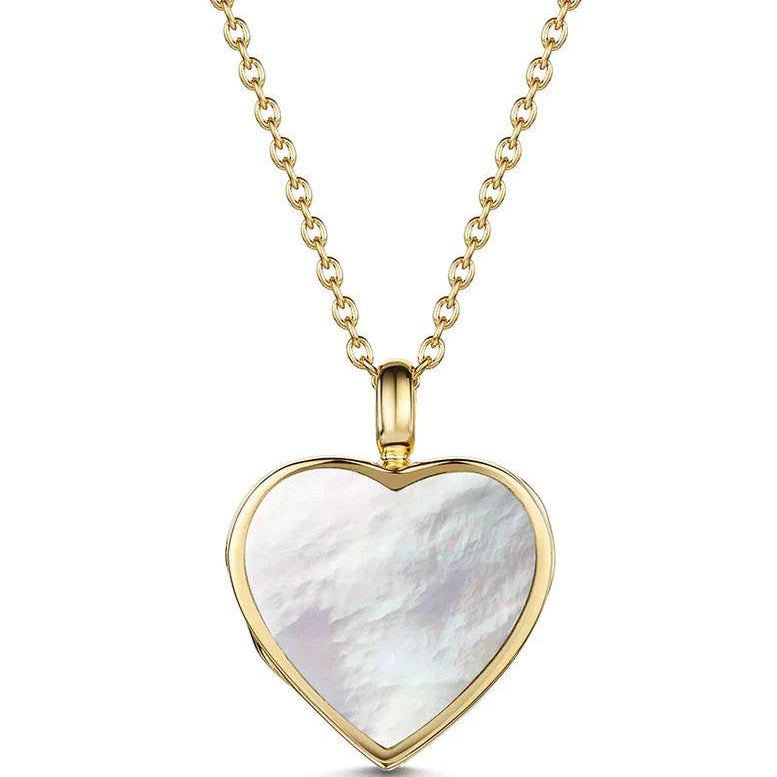 Junee - Mother of Pearl Gold Heart Locket 20mm - Monroe Yorke Diamonds