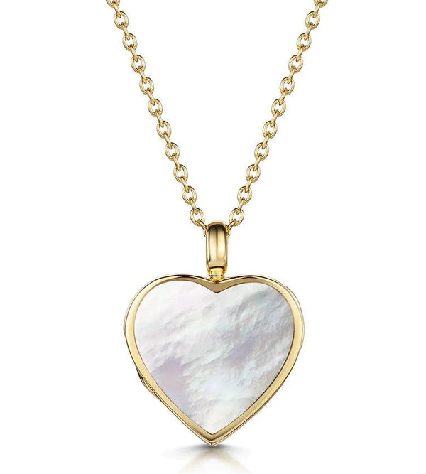 Junee - Mother of Pearl Gold Heart Locket 20mm - Monroe Yorke Diamonds