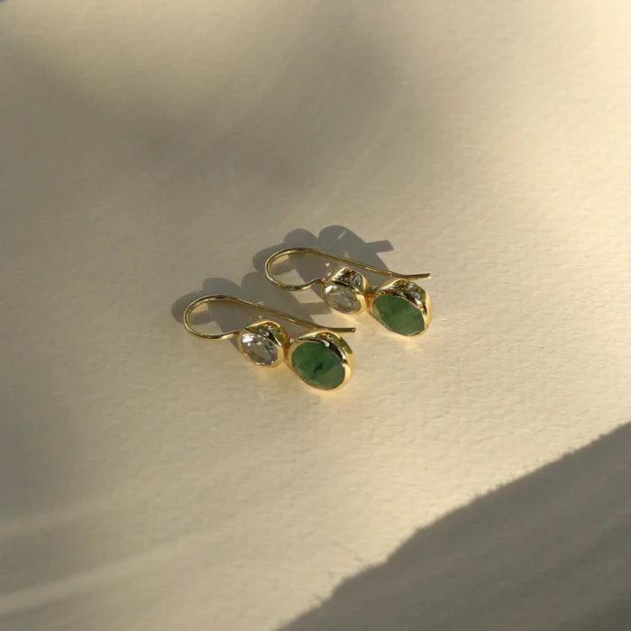 Lilypad Earrings - Green Amethyst & Green Aventurine