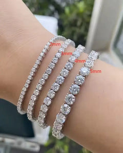 Comparing 2.0mm 3.0mm 4.0mm and 5mm wide tennis bracelets
