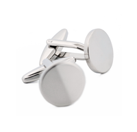 Polished Rhodium Round Military Cufflinks thumbnail 3