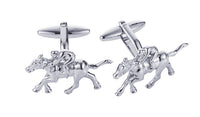 Rhodium Jockey on Horse Cufflinks thumbnail 2