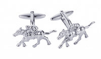 Rhodium Jockey on Horse Cufflinks thumbnail 1