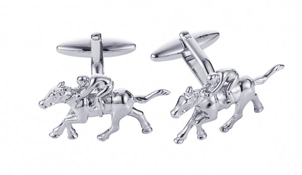 Rhodium Jockey on Horse Cufflinks