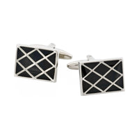 Criss-Cross Black Enamel Cufflinks thumbnail 1