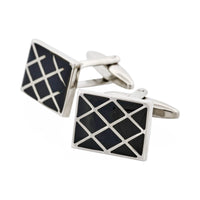 Criss-Cross Black Enamel Cufflinks thumbnail 4