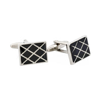 Criss-Cross Black Enamel Cufflinks thumbnail 3