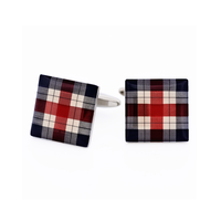 Tartan Pattern Enamel Square Cufflinks thumbnail 1