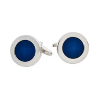 Dark Blue Round Enamel Cufflinks thumbnail 1