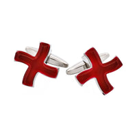 Burgundy Enamel Cross Cufflinks thumbnail 1