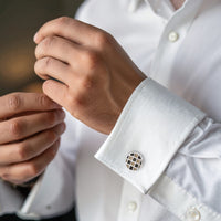 Grey Check Enamel Cufflinks thumbnail 2