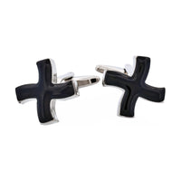 Black Enamel Cross Cufflinks thumbnail 1