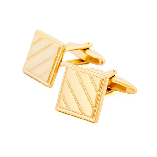 Square Gold Plated Cufflinks | Men's Classic Formal Accessories — view 2