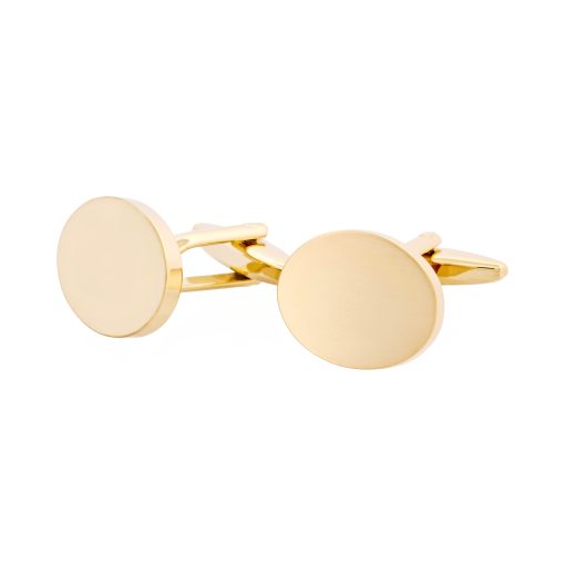 Brushed Gold Plated Oval Cufflinks — view 3