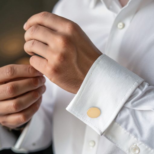 Brushed Gold Plated Oval Cufflinks — view 2