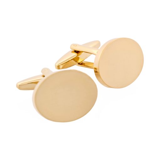 Brushed Gold Plated Oval Cufflinks — view 4