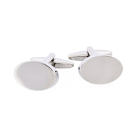Polished Rhodium Plain Oval Cufflinks thumbnail 1