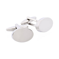 Polished Rhodium Plain Oval Cufflinks thumbnail 4