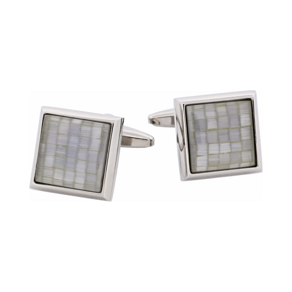 Grey Mosaic Cat's Eye Square Cufflinks