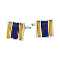 Gold & Navy Cat's Eye Square Cufflinks thumbnail 1