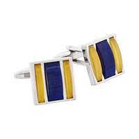 Gold & Navy Cat's Eye Square Cufflinks thumbnail 4