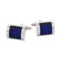Navy Ribbed Cat's Eye Cufflinks thumbnail 1