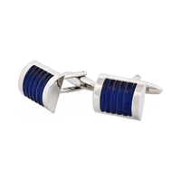 Navy Ribbed Cat's Eye Cufflinks thumbnail 4