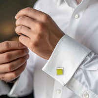 Lime Green Cat's Eye Square Cufflinks thumbnail 3