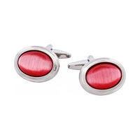 Pink Oval Cat's Eye Cufflinks thumbnail 1
