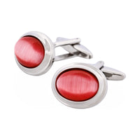 Pink Oval Cat's Eye Cufflinks thumbnail 3