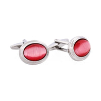 Pink Oval Cat's Eye Cufflinks thumbnail 4