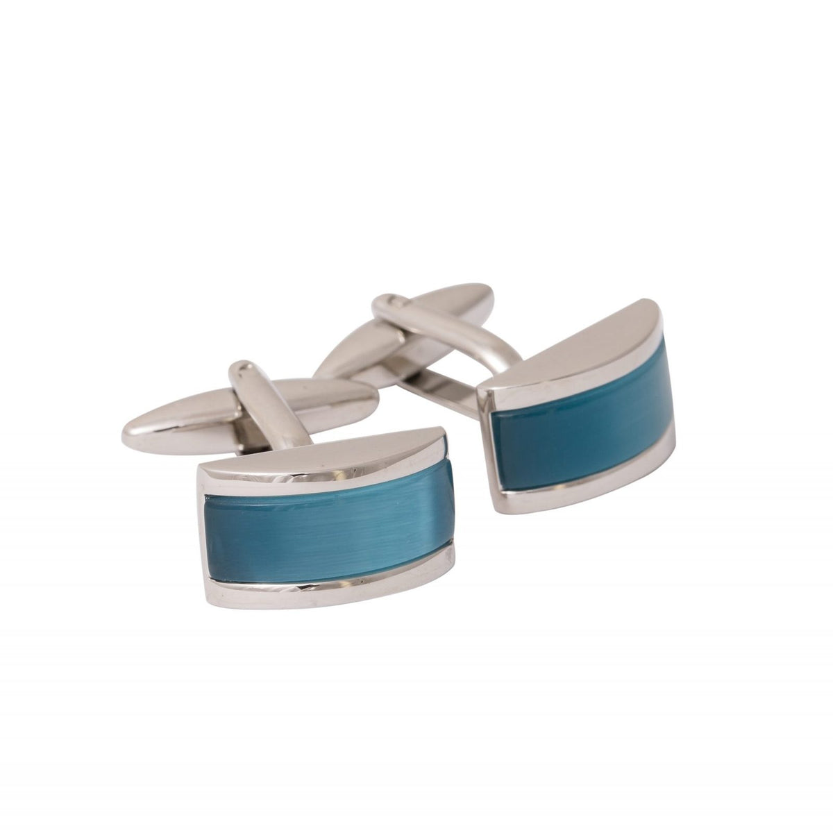 Elegant Aqua Cat's Eye Cufflinks