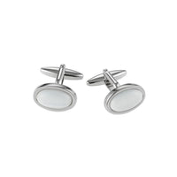 White Cat's Eye Oval Cufflinks — Classic thumbnail 1