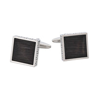 Black Cat's Eye Square Cufflinks with Greek Key Border thumbnail 1