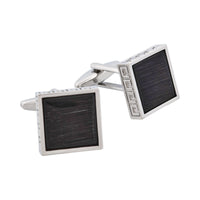 Black Cat's Eye Square Cufflinks with Greek Key Border thumbnail 5