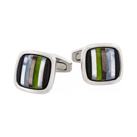 Stone Mosaic Cufflinks — Onyx, MOP, Hematite, Olivine thumbnail 3