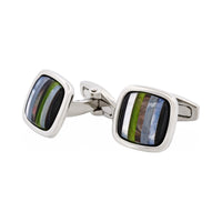 Stone Mosaic Cufflinks — Onyx, MOP, Hematite, Olivine thumbnail 4
