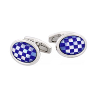 Mother of Pearl & Lapis Lazuli Oval Cufflinks thumbnail 1