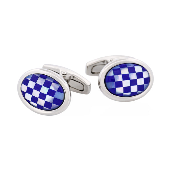Mother of Pearl Lapis Lazuli Oval Cufflinks