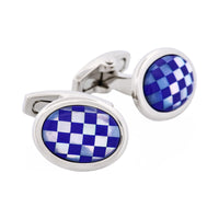 Mother of Pearl & Lapis Lazuli Oval Cufflinks thumbnail 4