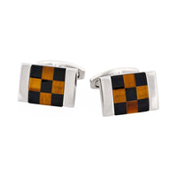 Tiger Eye & Onyx Check Square Cufflinks thumbnail 1