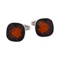 Smoke Topaz Crystal Cushion Cufflinks thumbnail 1