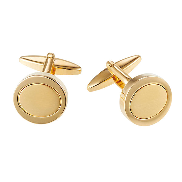 Gold Plated Brushed & Polished Oval Cufflinks