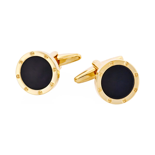Gold Plated Onyx Round Screw
