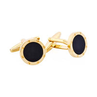 Gold Plated Onyx Round Screw Cufflinks thumbnail 4