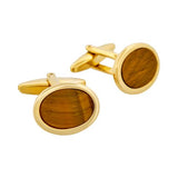 Gold Plated & Tiger Eye Oval Cufflinks